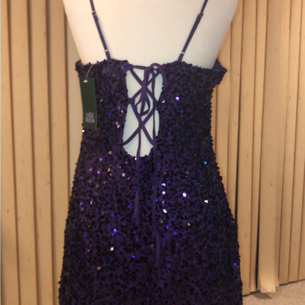 Purple Sequin mini dress. - Picture 2 of 4